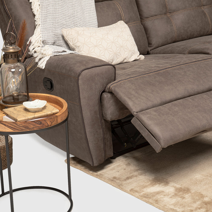 Sofá Seccional Derecho Reclinable Moderno Café Grand