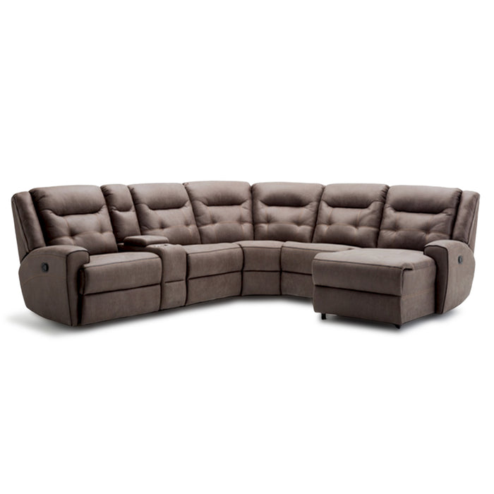 Sofá Seccional Derecho Reclinable Moderno Café Grand