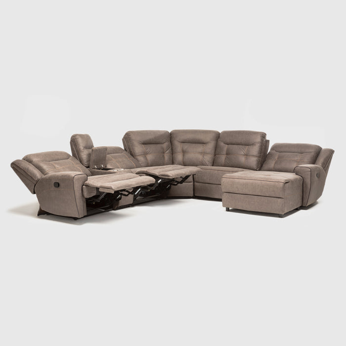 Sofá Seccional Derecho Reclinable Moderno Café Grand
