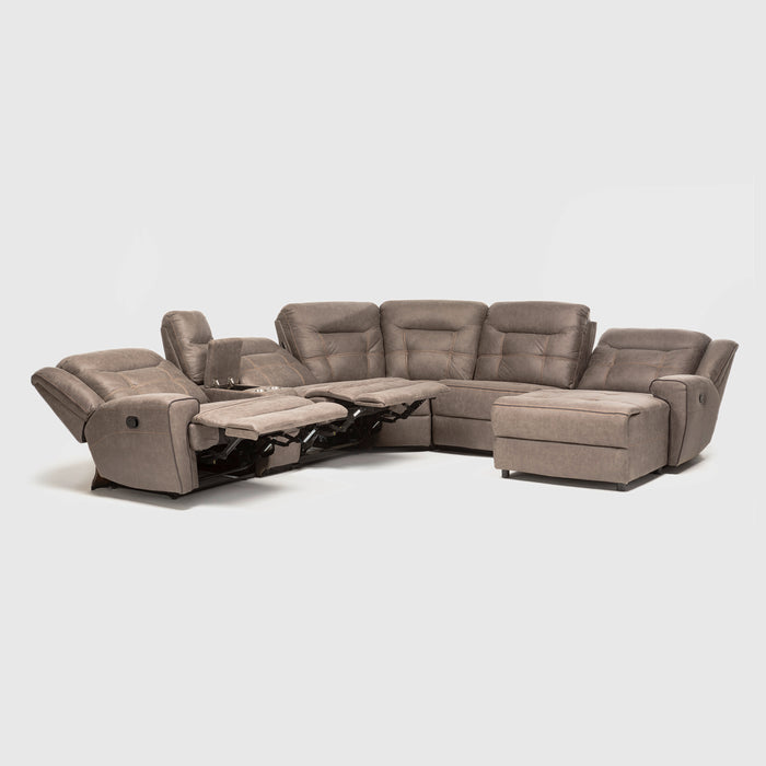 Sofá Seccional Derecho Reclinable Moderno Café Grand