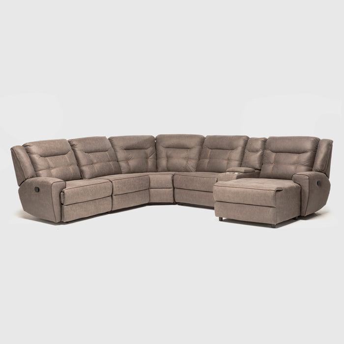 Sofá Seccional Derecho Reclinable Moderno Café Grand
